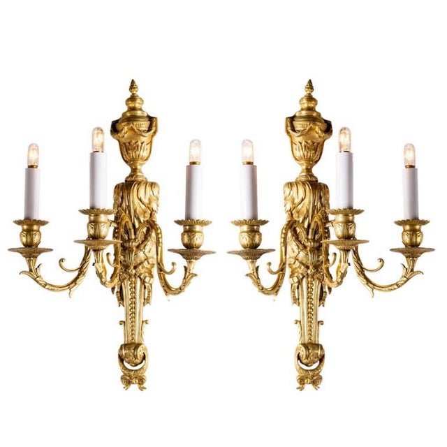 Antique Gilded Bronze Wall Lights, Set of 2 For Sale - Image 15 of 15