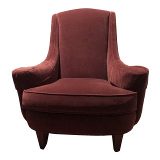 Contemporary Ethan Allen Upholstered Wingback Lounge Chair For Sale