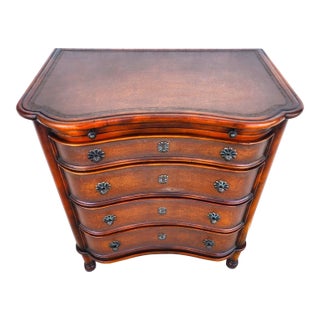 Theodore Alexander Leather Wrapped Serpentine Chest Hidden Pull Out Desk For Sale