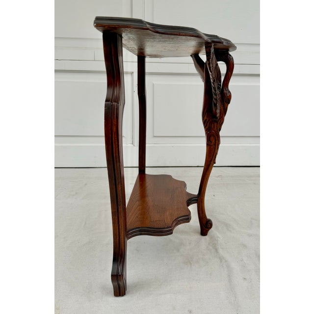 Wood Early 20th C. Carved Swan Demi-Lune Console or Side Table For Sale - Image 7 of 11