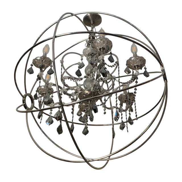 Mid-Century Modern Rome Smokey Crystal Chandelier in a Polished Aluminum Finish by Artwood For Sale - Image 3 of 5