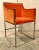 Stylish Modern orange velvet occasional chair, chrome frame, showroom floor sample