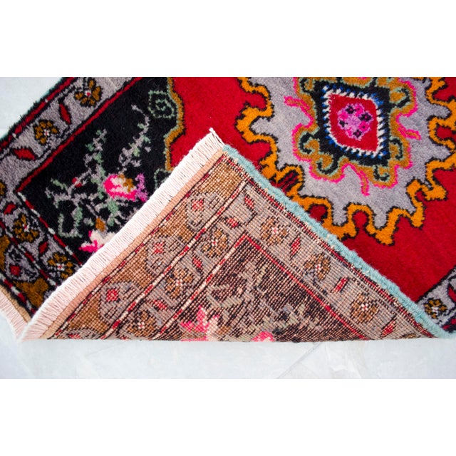 Red 1960s Hand Knotted Door Mat, Entryway Rug, Bath Mat, Kitchen Decor, Small Rug, Turkish Rug - 1'11" X 3' For Sale - Image 8 of 13