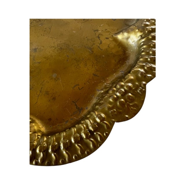 Brass Antique Arts & Crafts German Mendelssohn Hammered Brass Tray For Sale - Image 8 of 9