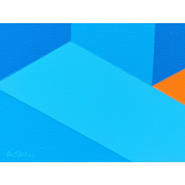 Austin Magruder Contemporary Orange & Blue Colorful Tessellated Geometric Abstract Painting, 2024 For Sale - Image 10 of 10