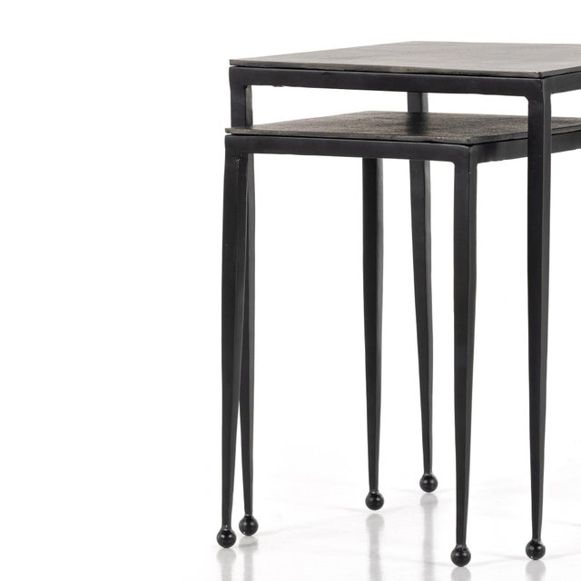 Metal Four Hands Dalston Nesting End Table - Raw Black For Sale - Image 7 of 8