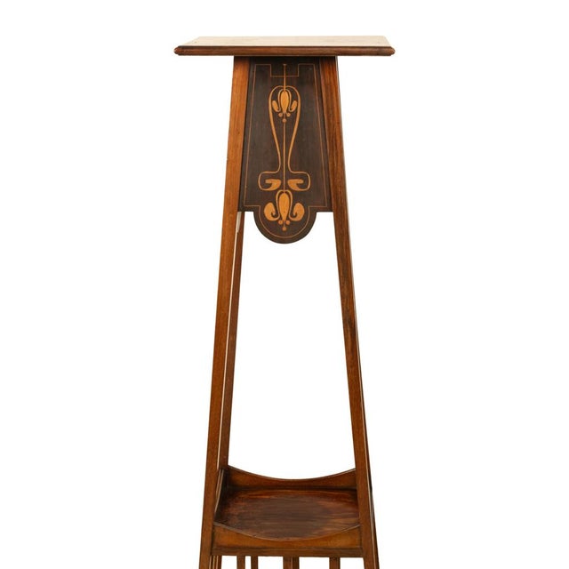 Antique Art Nouveau Inlaid Mahogany Leonard Wyburd Liberty & Co Plant Stand 1905 For Sale - Image 16 of 17