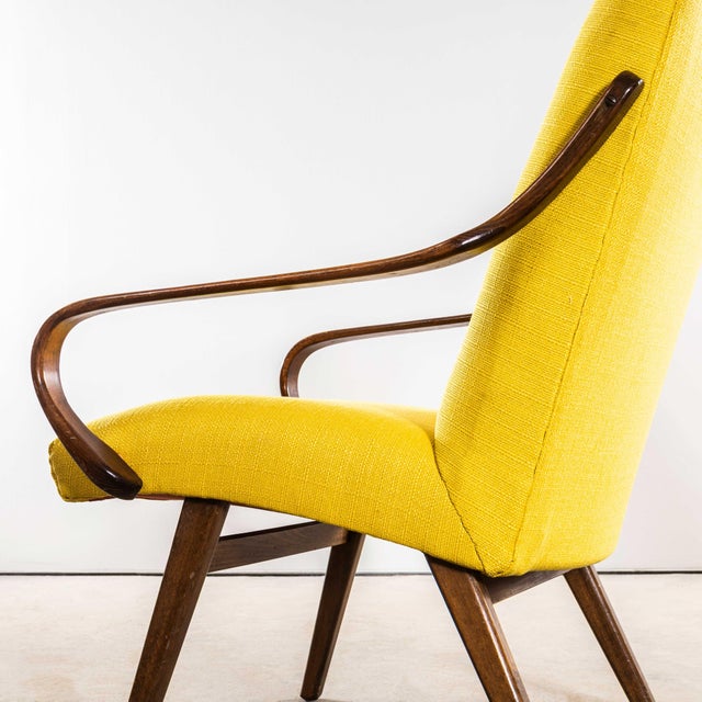 1950s Mustard Upholstered Marl Armchair by Jaroslav Šmídek, 1950s For Sale - Image 5 of 9