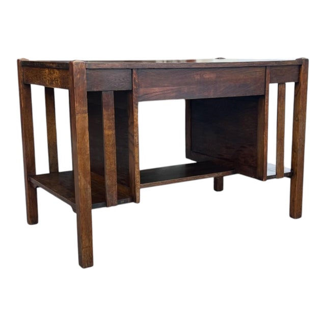 Restored Antique Mission Oak Drop-Leaf Writing Desk, C. 1920s For Sale - Image 15 of 15