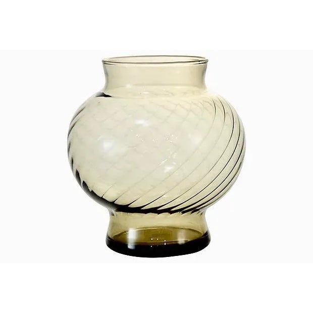 Mid Century Smoked Glass Optic Ball Vase For Sale - Image 4 of 4