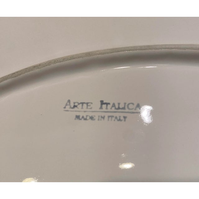 1980s Arte Italica Pewter and Ceramic Serving Platter For Sale - Image 4 of 10