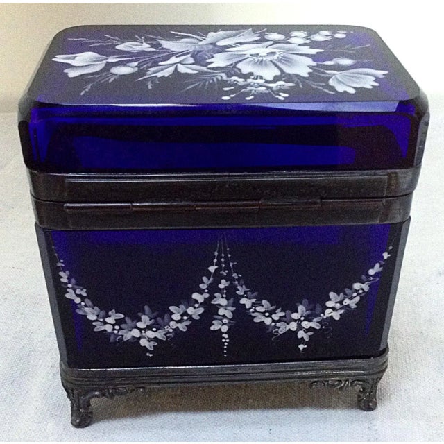 Cobalt Blue Glass Jewelry Box For Sale - Image 4 of 7