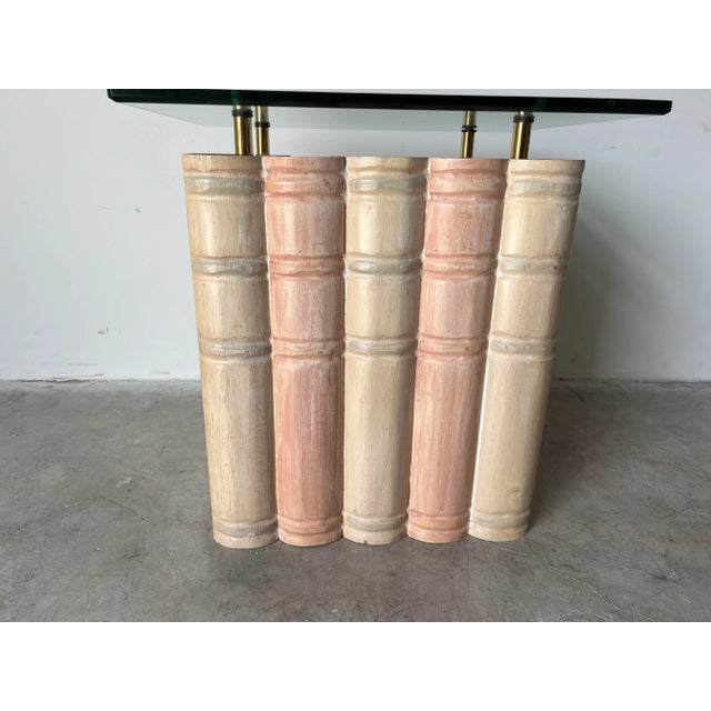 Vintage Sculptural Books - Shape Side Table W/ Glass Top For Sale - Image 4 of 13