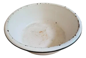 19th-Century Large Scale 17” White Enamelware Basin Bowl