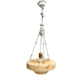 Flat Glass Pendant Light, 1940s For Sale