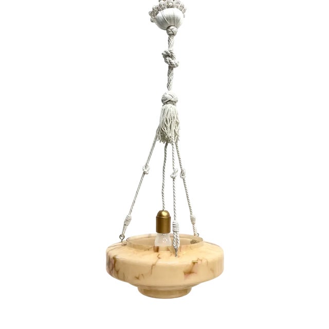 Flat Glass Pendant Light, 1940s For Sale