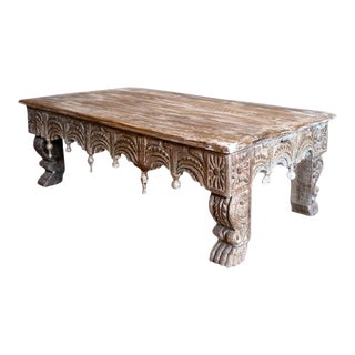 1920s Whitewash Solid Wood Coffee Table For Sale