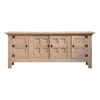1970s French Oak Brutalist Buffet For Sale