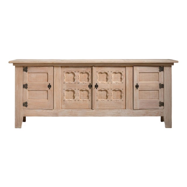 1970s French Oak Brutalist Buffet For Sale