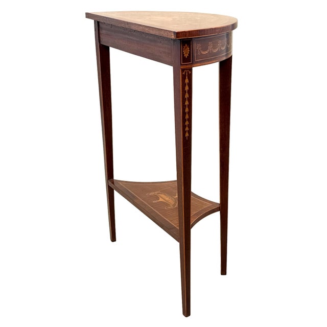 Wood Small Demi Lune Side Table from Edwards & Roberts, 1890 For Sale - Image 7 of 14