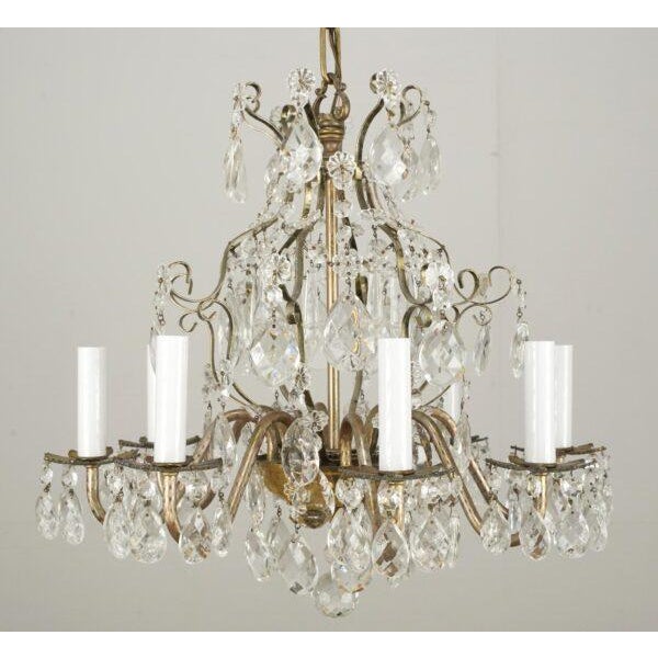 Rococo Mid 20th Century Rococo Revival Eight Arm Scalloped Crystal Chandelier For Sale - Image 3 of 11