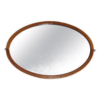 Art Deco Venetian Mercury Plate & Hardwood Framed Oval Mirror, 1920s For Sale