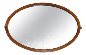 Art Deco Venetian Mercury Plate & Hardwood Framed Oval Mirror, 1920s