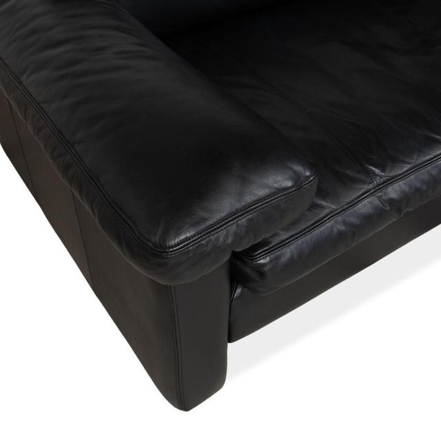 Black Leather Conseta Four-Seater Sofa from Cor For Sale - Image 4 of 11
