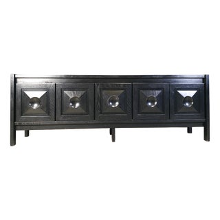 Brutalist Ebonized Wooden Credenza, 1970s For Sale