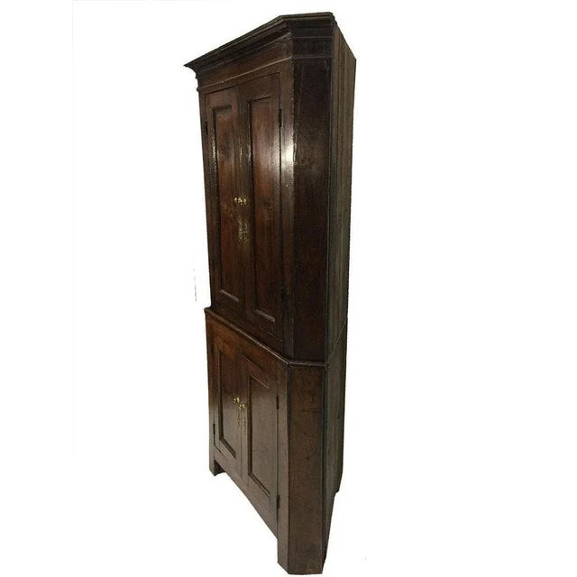 Early 19th Century Dutch Oak 2-Part Corner Cupboard For Sale - Image 5 of 8