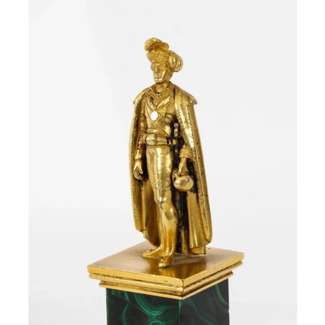 This is a superb antique gilt bronze, malachite desk stand sculpture of Hamlet, circa 1870 in date. This exceptionally...