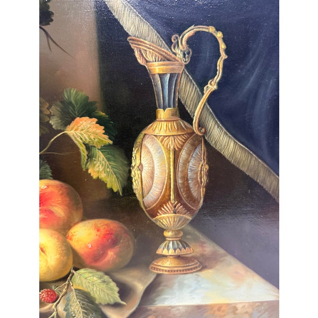1960s Large Vintage Original P. Loosestrife Still Life Fruit Grapes Oil Painting For Sale - Image 5 of 13