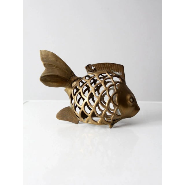 Mid 20th Century Mid-Century Brass Fish Figurine For Sale - Image 5 of 10