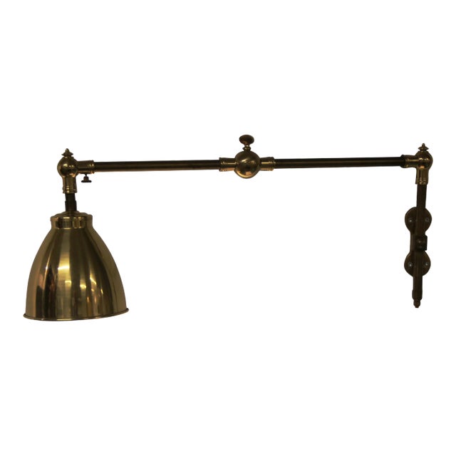 Vintage Brass and Iron Wall Lamp For Sale
