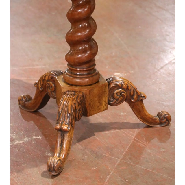 19th Century Swiss Black Forest Walnut Tilt-Top Table With Marquetry Scene For Sale - Image 4 of 8