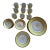 Richard Ginori “Impero Yellow” Porcelain Dinner Service for 9 — Neoclassical, Italy (46 Pieces). For Sale