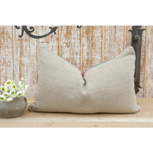 Pink Paann Antique Tribal Grain Sack Pillow For Sale - Image 8 of 10