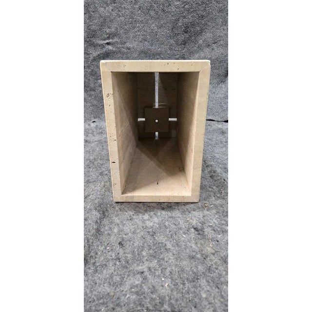 Marble Travertine Base Tall Rectangular Table With Glass Top For Sale - Image 11 of 12