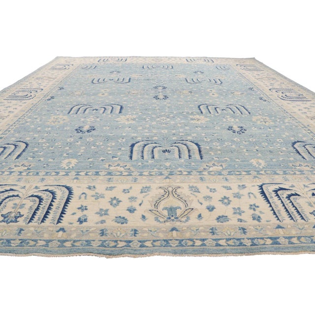 Modern Vintage Blue Oushak Rug, 11'11 X 14'07 For Sale - Image 3 of 9