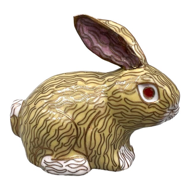Vintage Chinese Cloisonné Enamel Rabbit Figurine – Chinoiserie / Asian Traditional For Sale