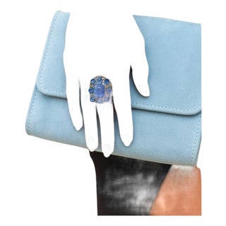 Bochic "Capri" Vintage Tanzanite & Diamonds Retro Ring Set 18K Gold & Silver For Sale