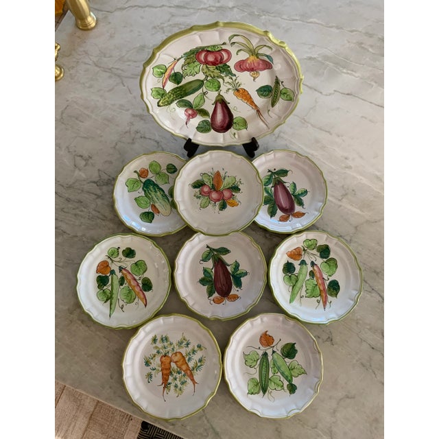Vintage Italian Vegetable-Themed Platter With Salad Plates, 9 Piece Set For Sale - Image 13 of 13