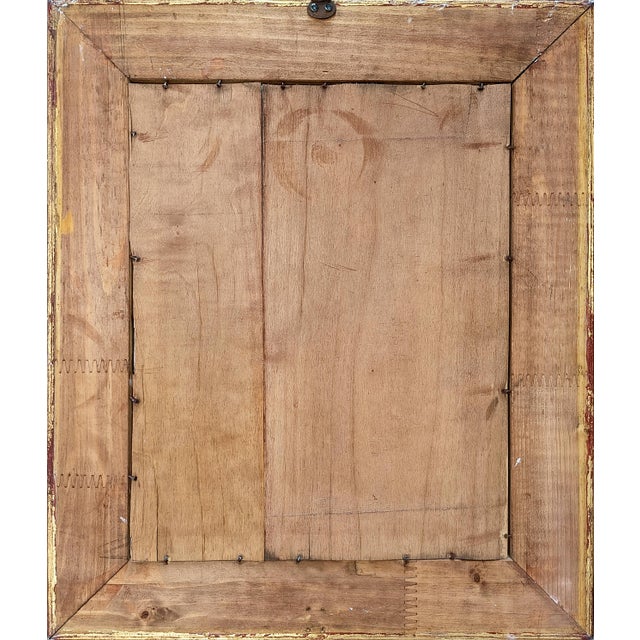 Antique Hand-Painted Porcelain Plaque with Pink Roses in Giltwood Frame, Late 20th Century For Sale - Image 4 of 6