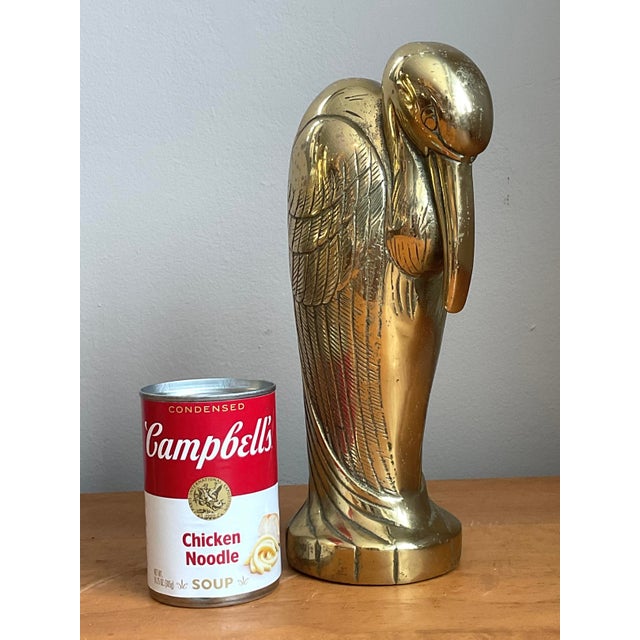 Mid-Century Modern Vintage Brass Heron Statue For Sale - Image 3 of 12
