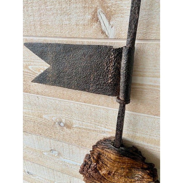 Large Antique French Sculptural Wood and Wrought Iron Weather Vane Cross, 19th Century For Sale - Image 4 of 9