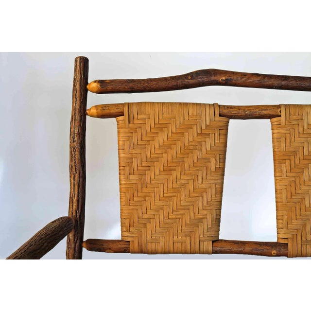 Traditional Vintage Artisan Made Hickory Bench For Sale - Image 3 of 7
