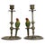 Pair Antique Brass Candlesticks & Cold Painted Bergman Bronze Parrots C1920 For Sale - Image 4 of 11
