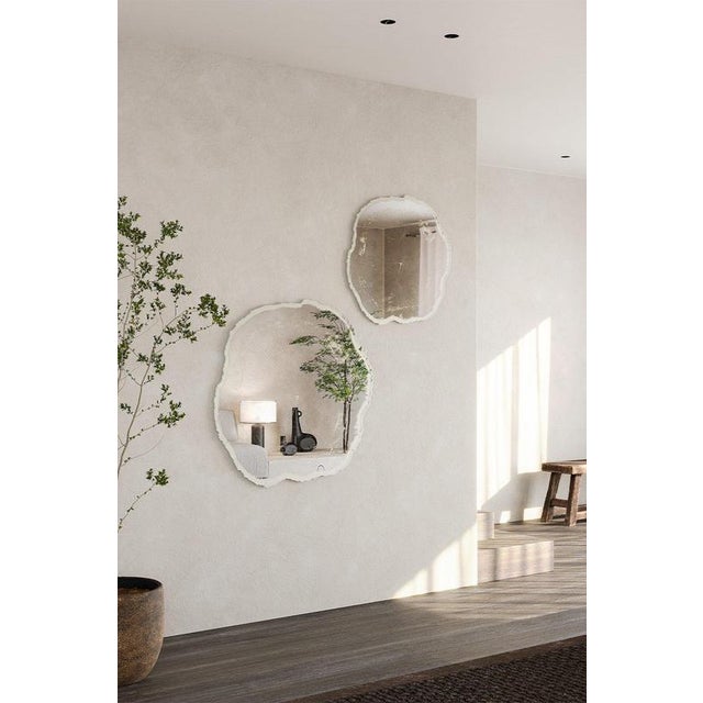 Contemporary Frosted White Wood Edge Mirror from Deknudt Mirrors For Sale - Image 3 of 18