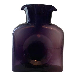 Late 20th Century Blenko Purple / Eggplant Double Spout Water Bottle Pitcher For Sale