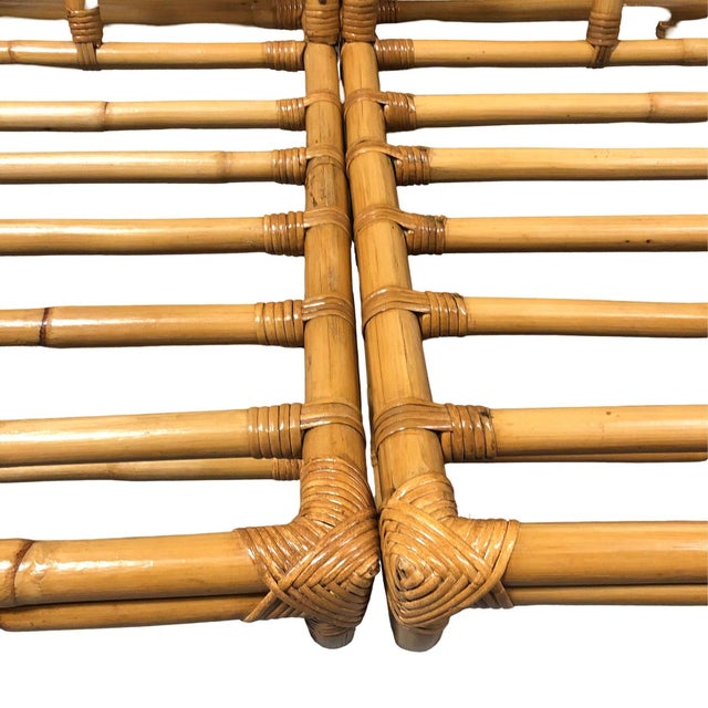 1940s Restored 2-Strand 3/4 Pretzel Rattan Sectional Sofa With Lounge Chair- 2 Pieces For Sale - Image 12 of 12